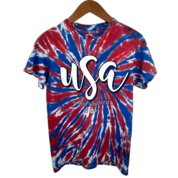 Simply Southern Red White Blue USA 4th of July Short Sleeve Tee NWT Size Small - Picture 1 of 11